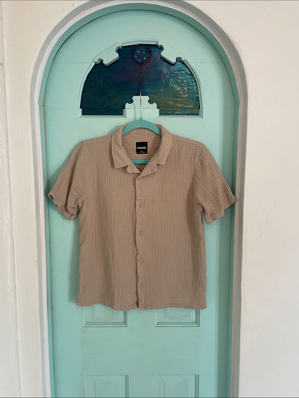 Boys RSQ Beige Short-Sleeve Button Down Shirt